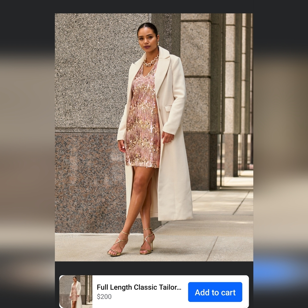 Full length Boston Proper long ivory classic tailored coat 12